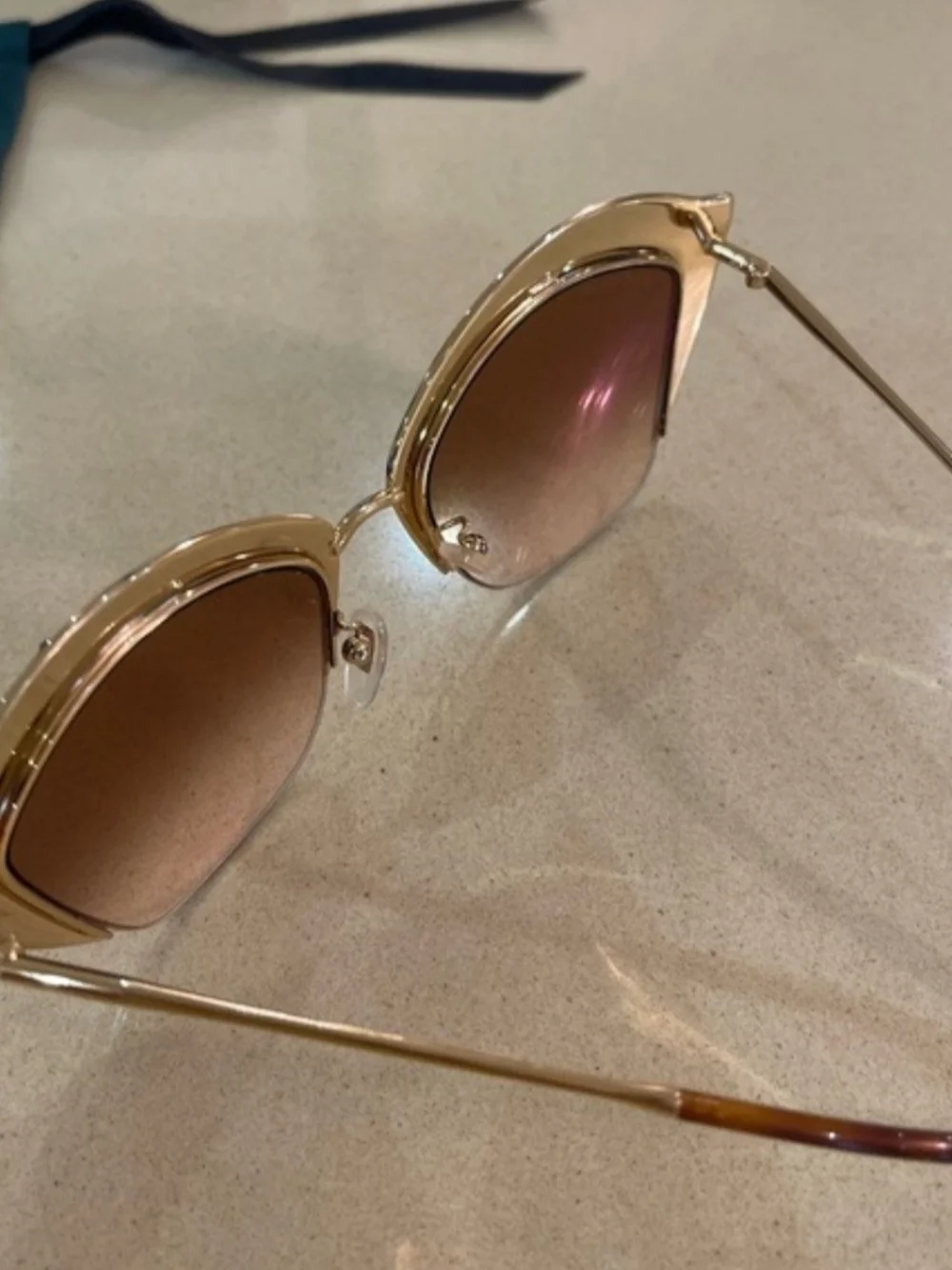 Authentic Gucci Cat-Eye Sunglasses with Pink Crystal Accents GG0114S
